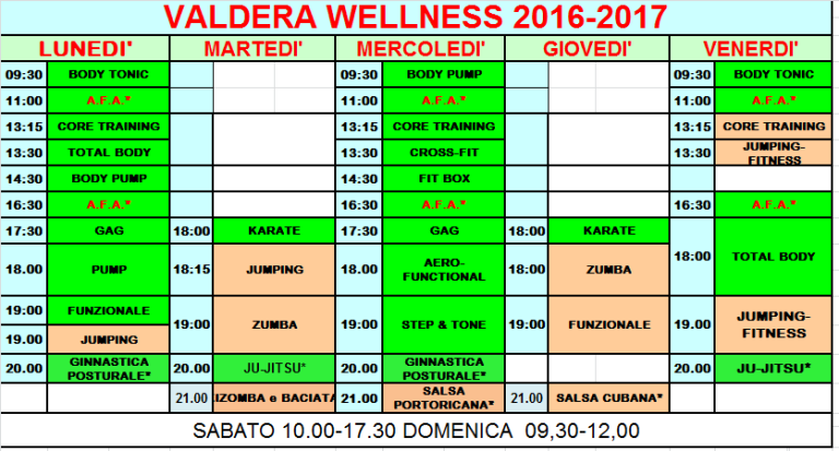 orario corsi palestra